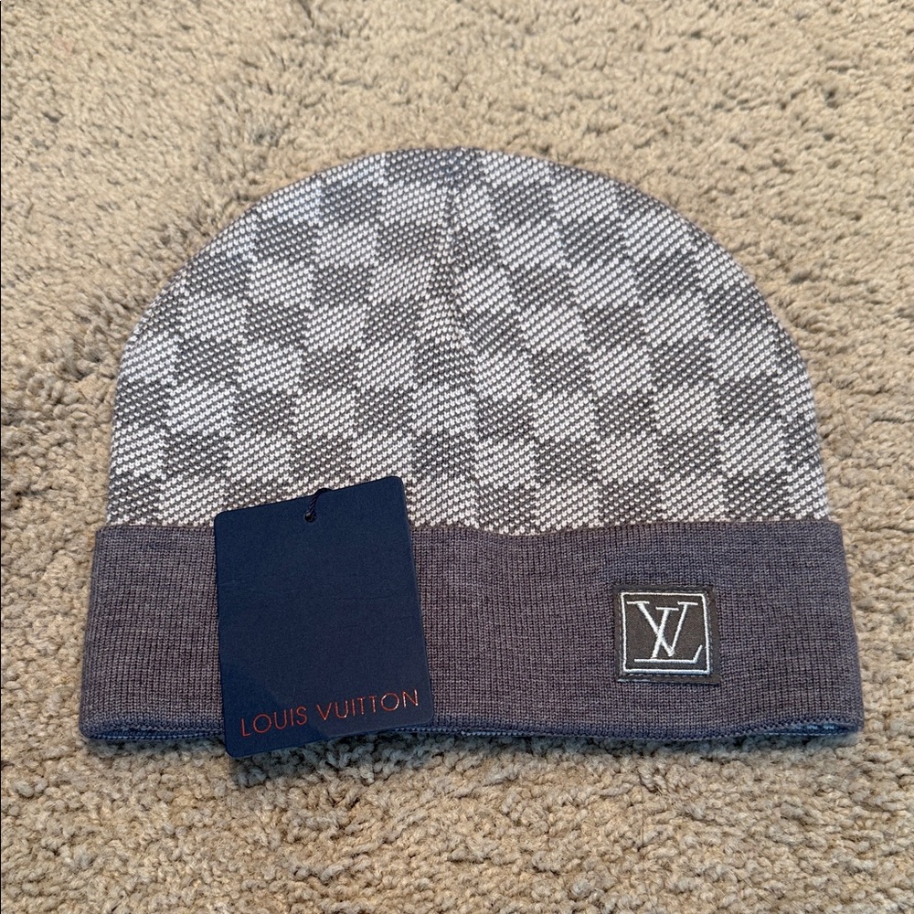 Louis Vuitton Monogram Gray Knit Hat